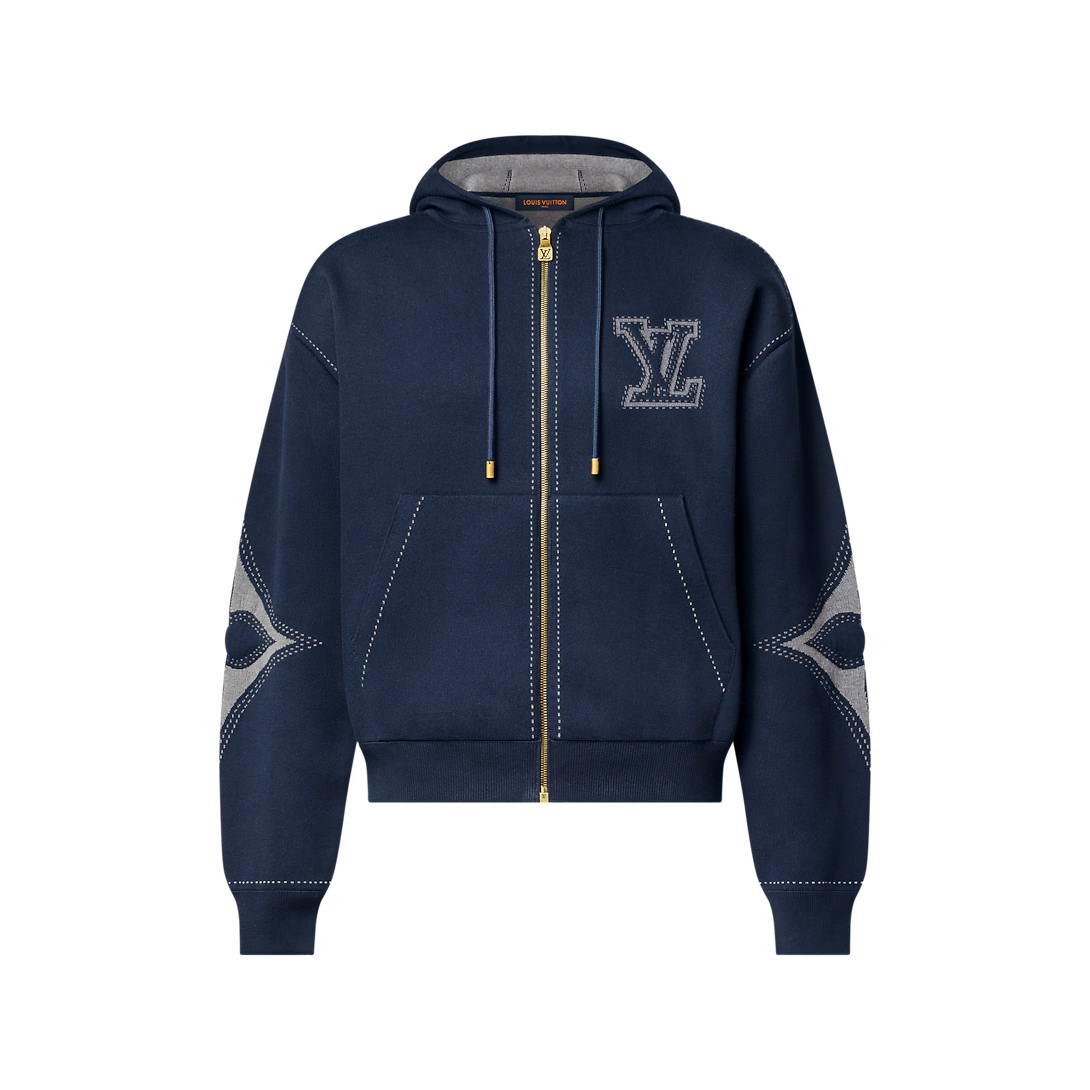 LVE Graphic Intarsia Zipped Cotton Hoodie