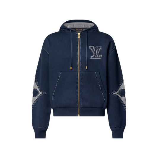 LVE Graphic Intarsia Zipped Cotton Hoodie